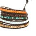 Carnelian FIVE wrap bracelet, Artisan pewter button, Butterfly charm.