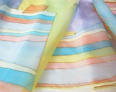 Hand painted Silk scarf Summer fashion Geometric colorful stripes - DEsilk