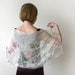 Silk chiffon scarf Hand painted Wedding accessories White pink purple roses - made TO ORDER