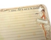 Funny Recipe Cards, Retro Recipe Card Set, Bridal Shower, Shabby Pink Recipe Cards, Pin Up Girl, Set of 12, 4 x 6 Recipe Cards
