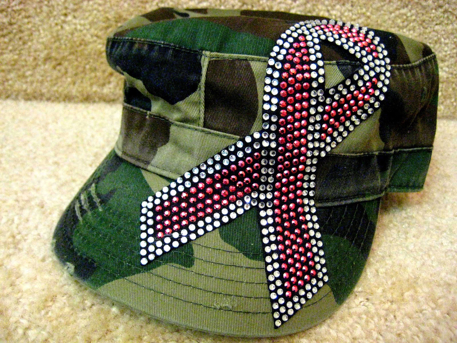 CaMo CaDeT HaT/CaP---CrYsTaL RhInEsToNe PiNk BrEaSt CaNcEr AwArEnEss RiBBoN