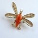 Dragonfly Bug Brooch w Orange Lucite Body 1064ag-012312000