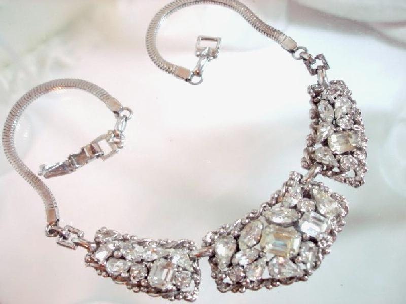 Vintage Rhinestone Necklace Signed Barclay 1345ag-012312000