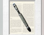 Found Sonic Screw Driver probably of doctor who PRINT on salvaged vintage page book art print