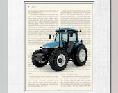 Motivational Tractor blue print - children room wall art decor on book page boys kids children man girls
