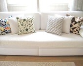 Shabby Chic Home - Linen Cream Pillow Cover with Brown and Green Circles Print - 18x18" - Gift for Her, for Mom - Ready to Ship Decor