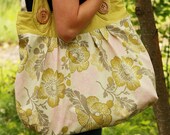 Tote- Extra Large Nikki Bag-Amy Butler -"Fresh Poppies" in Linen, Midwest Modern