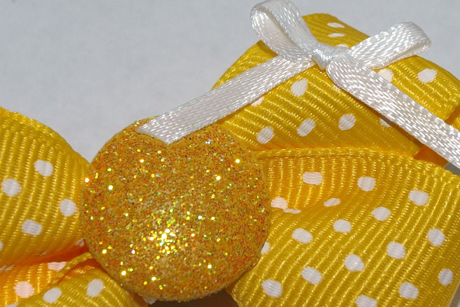yellow polka dot doggie bow, or girl's bow
