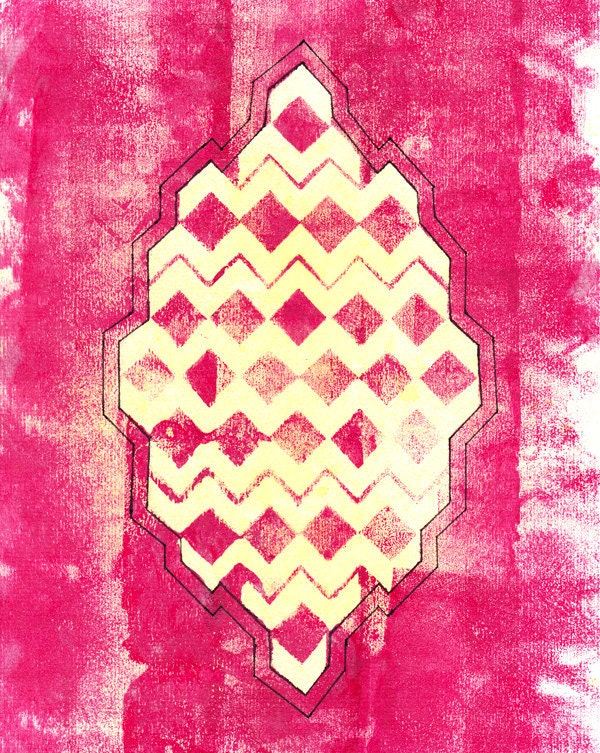 Pink Geometric Waves - Limited Edition Print - Katlix