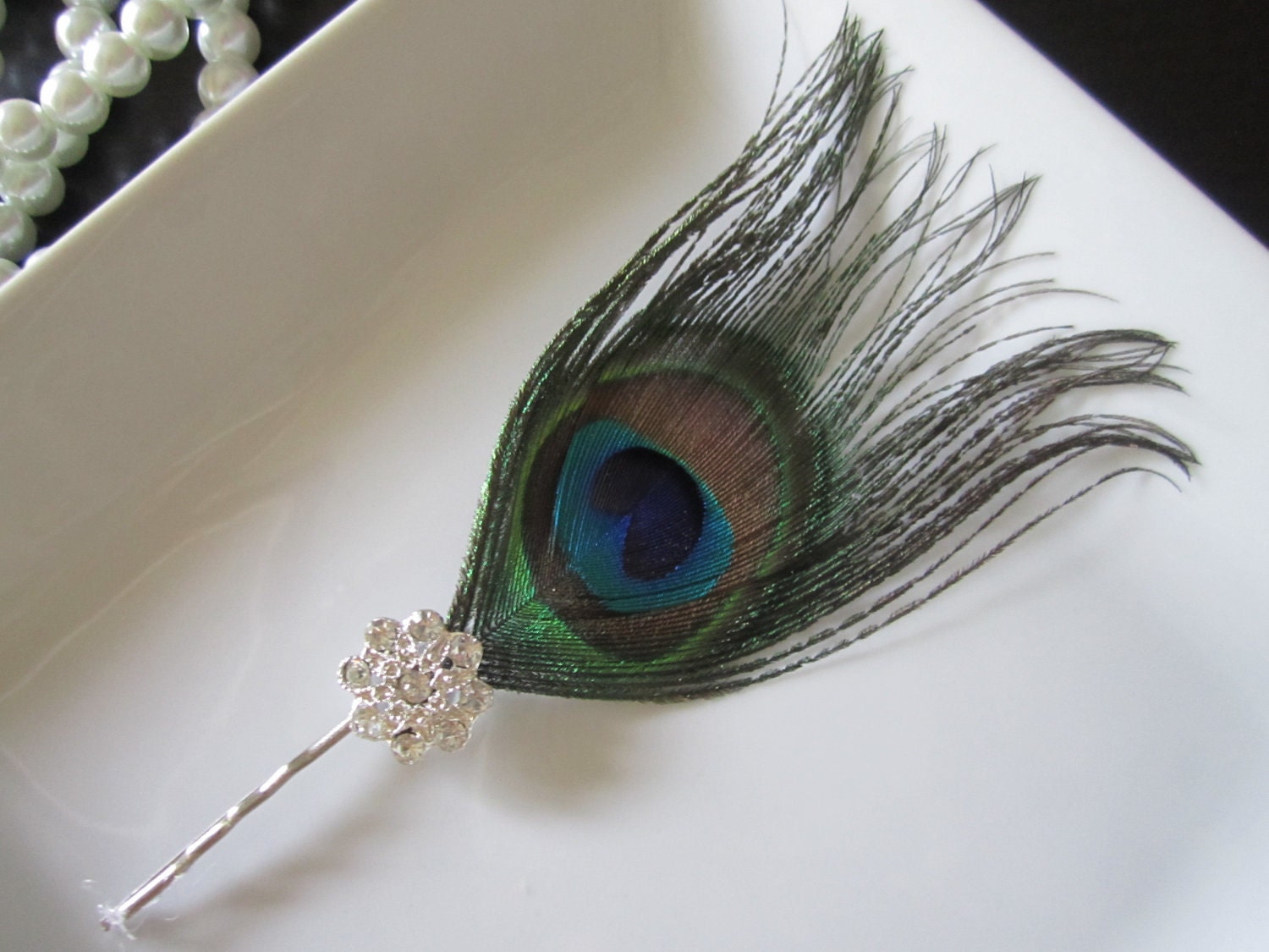 Peacock Feather Hair Pins Peacock And Crystal Hair By Deezignzz 8624