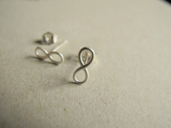 Tiny Infinity Studs in Sterling Silver