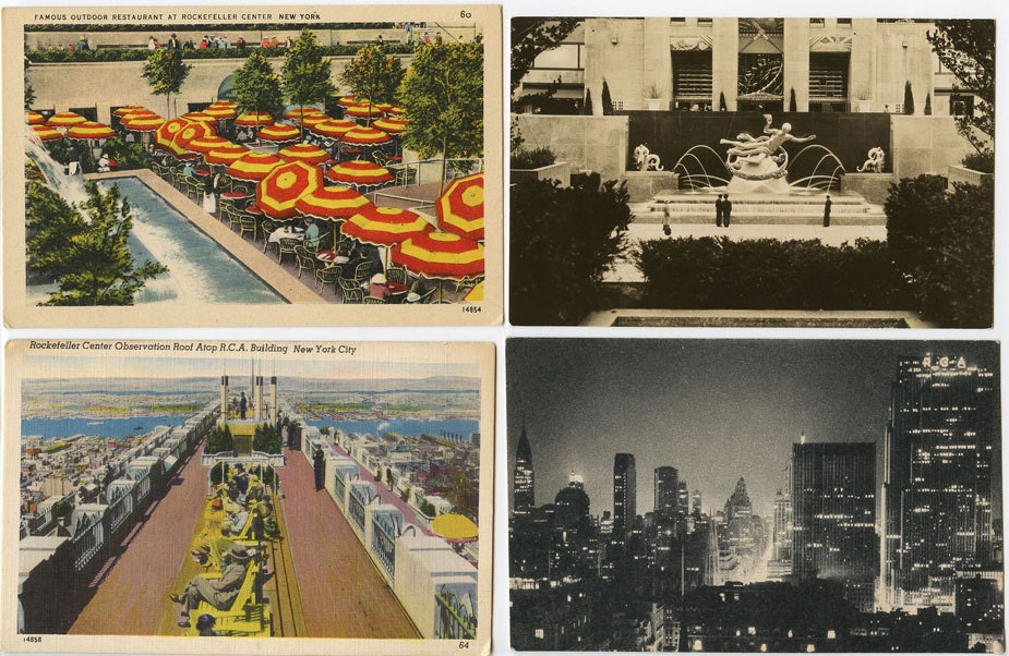 ROCKEFELLER CENTER NYC Vintage Postcards Realphoto Photogravure Linen