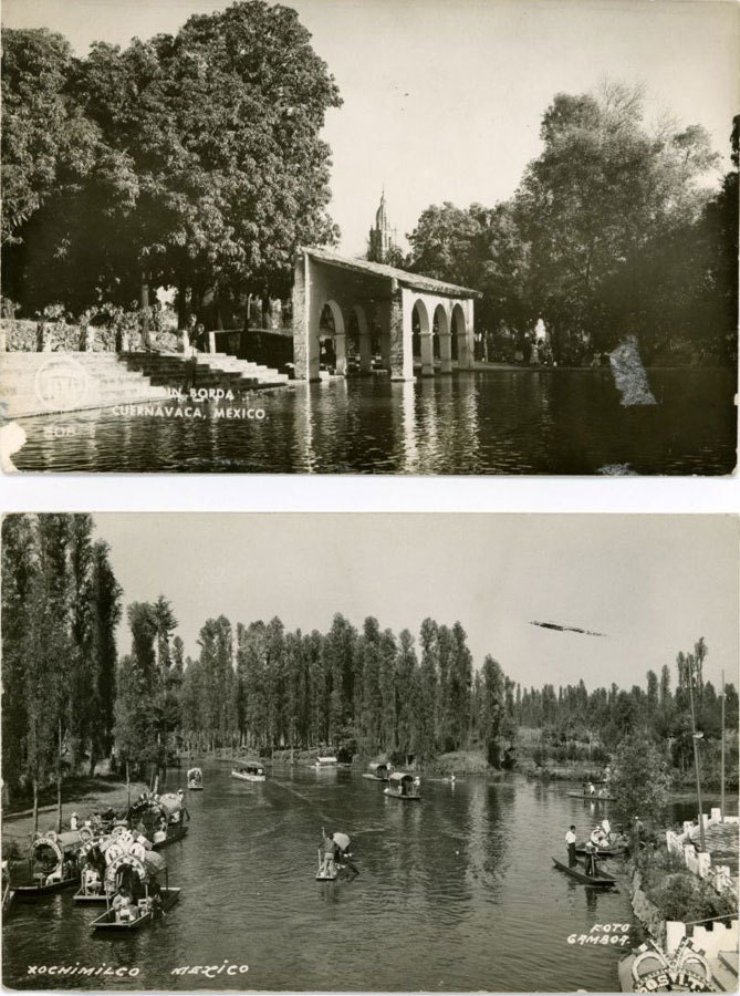 MEXICAN REALPHOTO POSTCARDS 1952 Xochimilco Cuernavaca Vintage