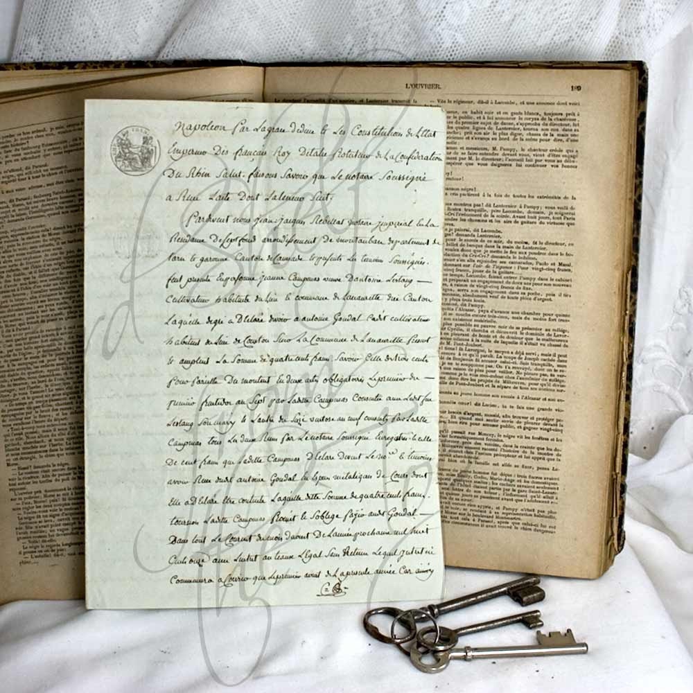 1810 French Handwritten Legal Document Original Paper Ephemera