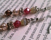 Chocolate Strawberry Shortcake pink and brown swarovski earrings