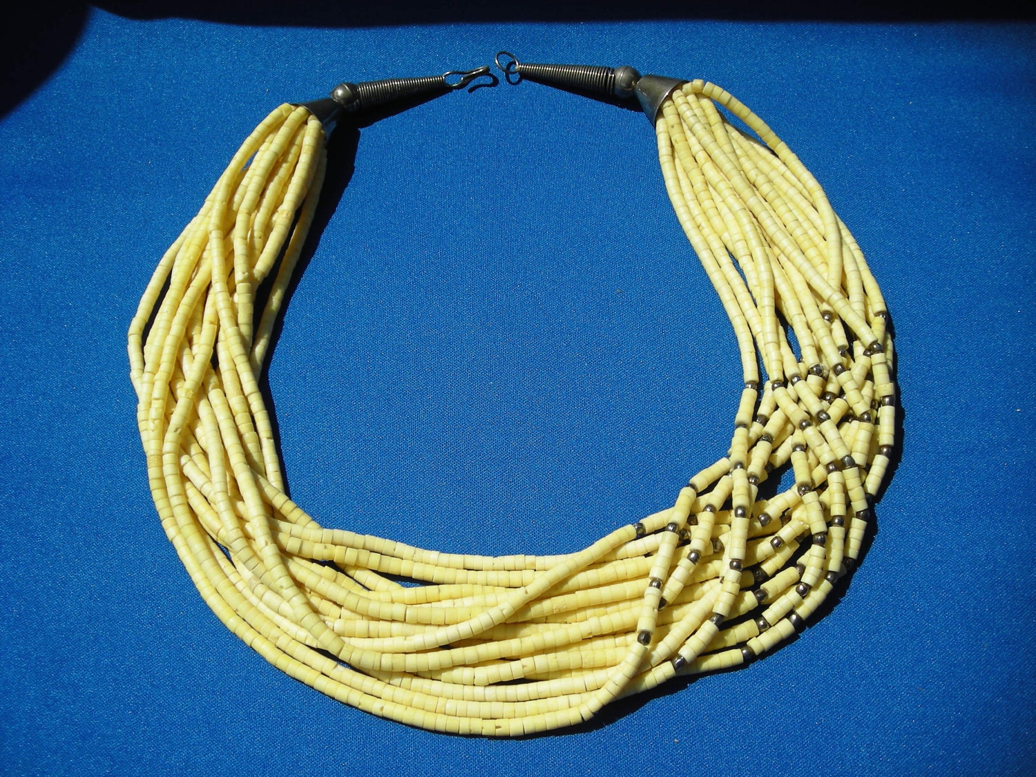 Ambers Vintage Yellow Banana Cream Natural Bead Necklace Gypsy Style Summer Jewelry