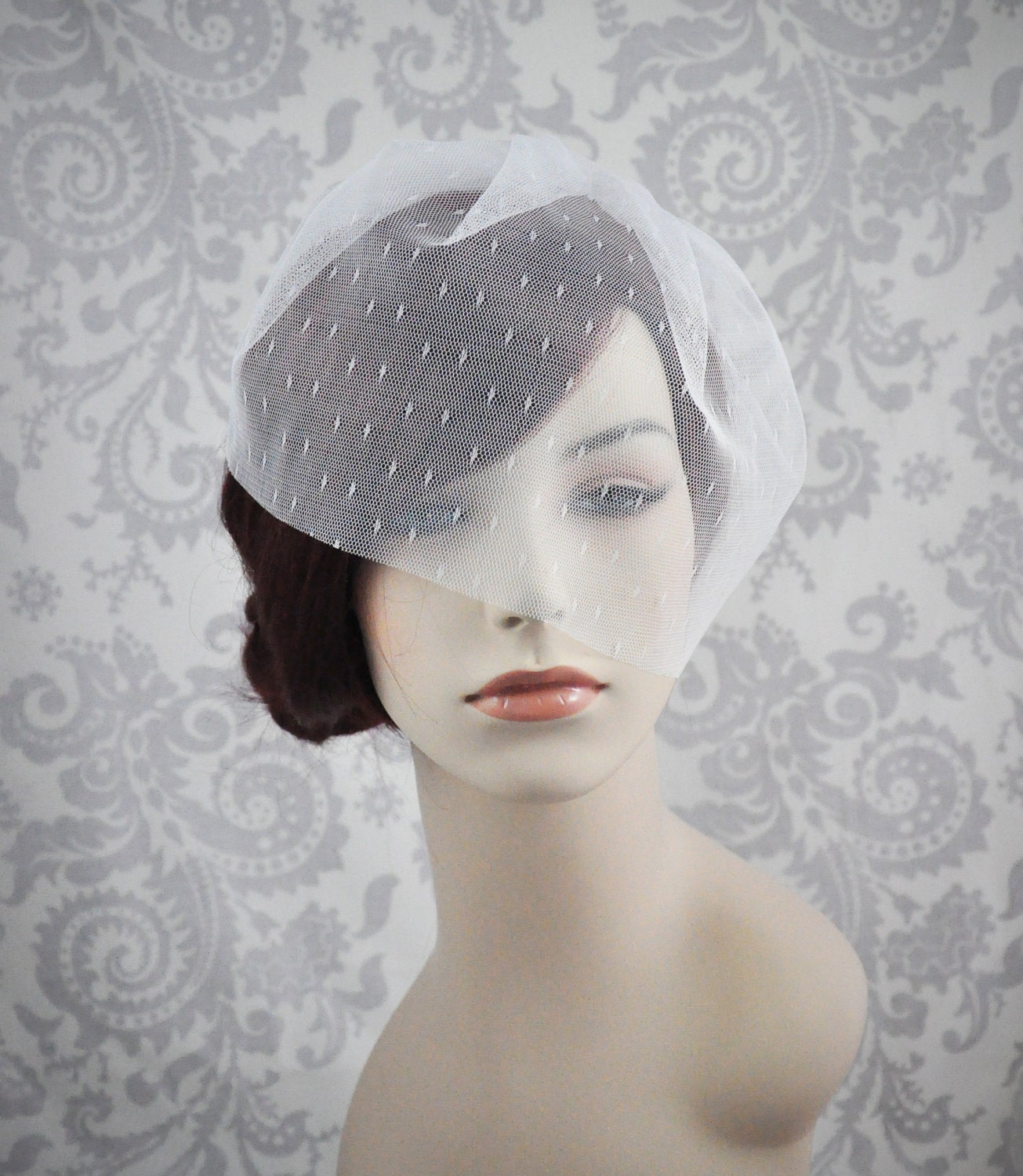 Birdcage Veil, White Blusher Veil, Ivory Wedge Veil, White Birdcage Veil, White, ivory, champagne, or black Point D' Esprit netting