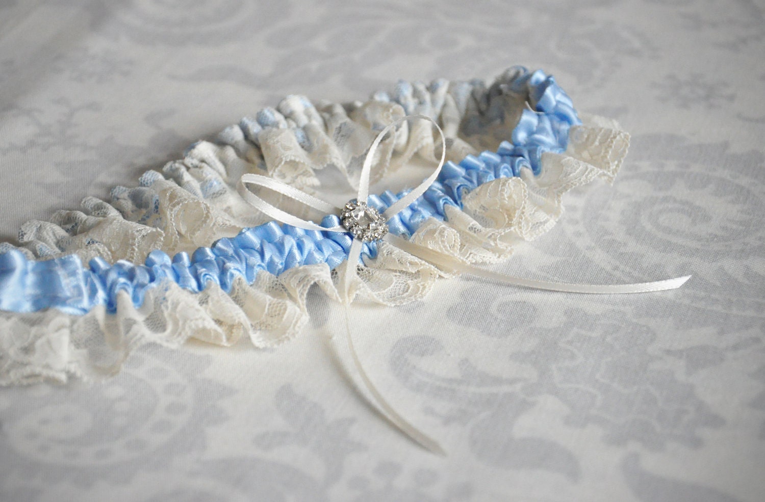 Something Blue Garter, Vinatge Style Garter, Light Blue Garter, Blue Garter, Bridal Garter, Wedding Garter, Traditional Garter, Ivory Garter