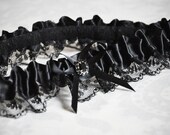 Black Garter, Black Bridal Garter, Black Lace Garter, Black Wedding Garter, Black Satin Garter, Any Color Rhinestone