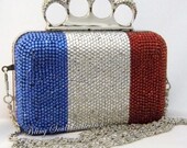 FRANCE FLAG Crystal Evening Clutch Bag