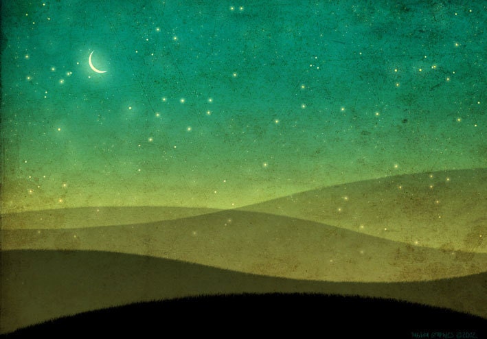 Illustration - They are also here with us - Fine art illustration, Fine art prints, Love, Art prints, Art Posters, stairs, moon, Love decor