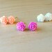 Set of purple light pink white resin mini rose bud ear stud earring 10mm