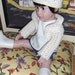 Doll sweater or shrug and hat in crochet for 18 inch doll in off white free shipping 48 contiguous states