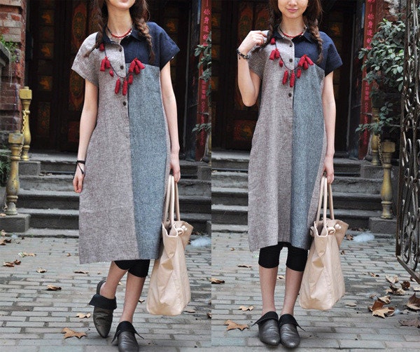 Linen Tunic - Linen Tunic Dress - Shirt Dress Top - Custom Made