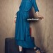 linen evening dress in blue / cocktail dress / long dress (Custom Made)
