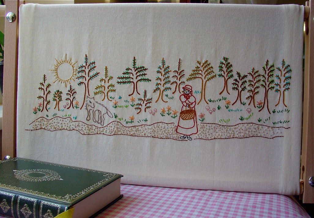 Little Red Cap - Big Bad Wolf - Embroidery Pattern PDF - Includes Stitch Guide - Red Riding Hood - Brothers Grimm
