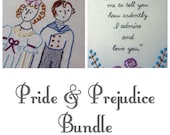 Pride & Prejudice Bundle - Set of 2 Embroidery Patterns PDF - Includes Stitch Guide - Jane Austen - Lizzie - Darcy - quote