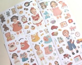 Paper doll stickers Version 2 - Korean stationery - 6 sheets - RhinoandRoo