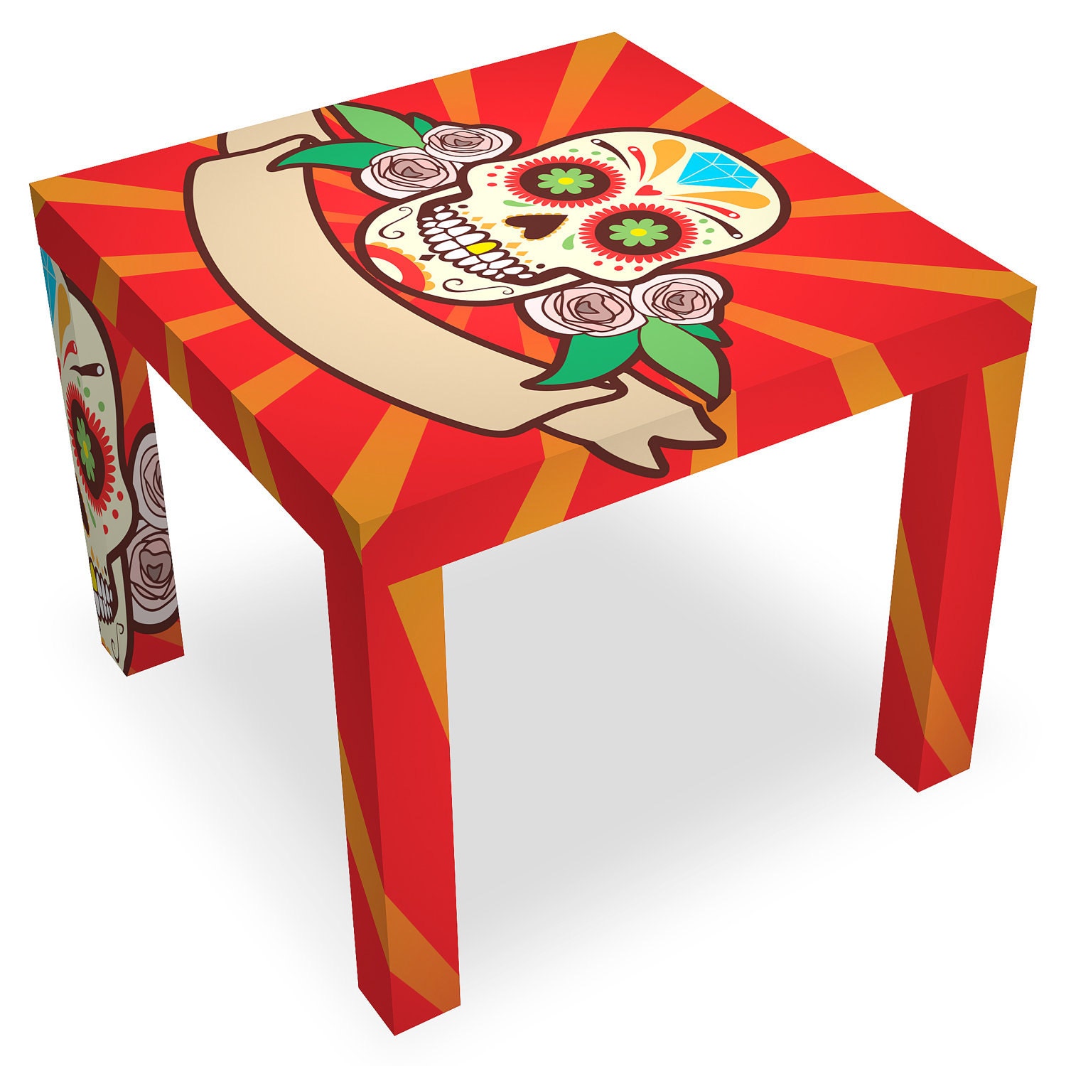 Lucha Libre Skull Table Hot Red with Diamond