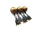 Fun Antique Bronze Boobies Brooch