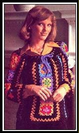 Vintage Crochet Woman's Granny Square Peasant Top PDF Pattern