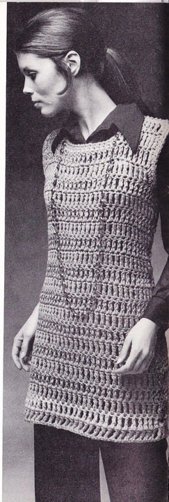 1970's Vintage Crochet Hippie Tank Dress PDF Pattern Sz S,M,L
