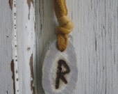 raido deer antler shed rune pendant on yellow buckskin