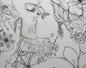 Custom Portrait drawing- Natural Ethereal Illustration Style - Fine Art