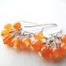 Orange cluster earrings. Apricot. Natural jade gemstone. Teen girl gift. Fashion jewelry. Wire wrapped.