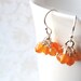 Orange cluster earrings. Apricot. Natural jade gemstone. Teen girl gift. Fashion jewelry. Wire wrapped.