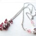 Spring fashion cluster necklace - red cherry blossom - natural gemstone - wire wrapped - january brithstone