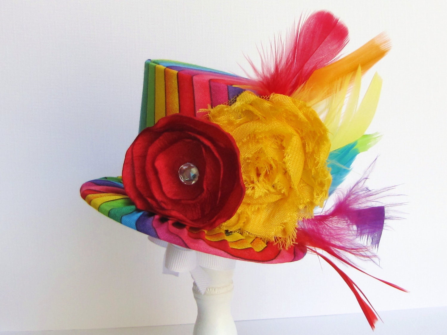 Mini Top Hat Headband, Alice in Wonderland themed Tea Party, RAINBOW, Birthday, Costume, Photo Prop, Gift from Truly Sweet Circus