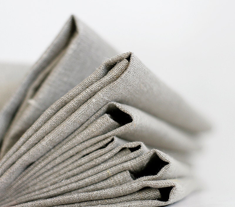 Cloth napkin grey linen set of 8. Flax grey fabric. 18x18
