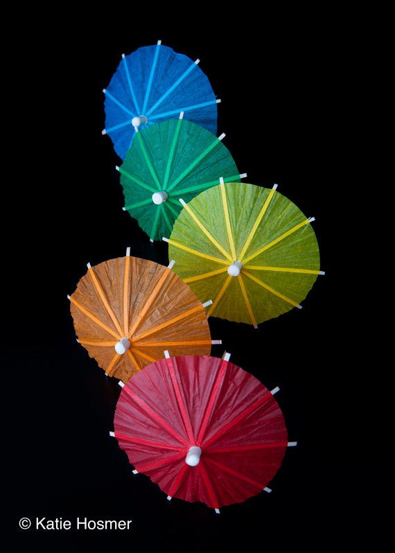 Colorful Cocktail Umbrellas - 5x7 Matted Photograph