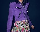 Purple Sueded Jacket with Black Velvet details