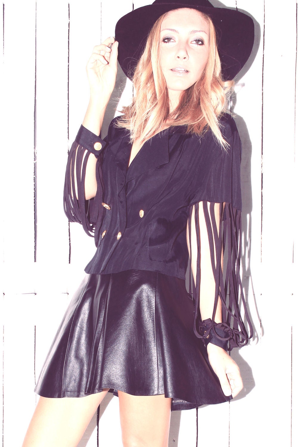 Black Real Leather Mini Skirt