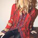 Red Beaded Jacket with Multicolor Beaded Design