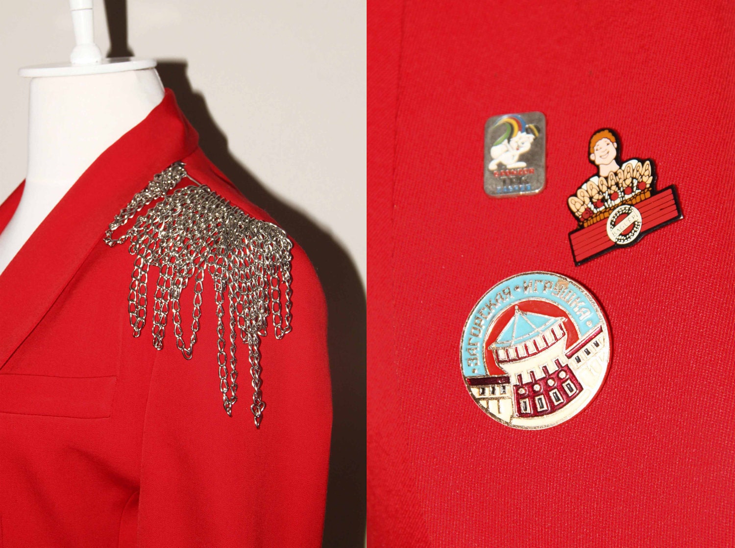 Slim Fit Red Vintage Blazer Jacket