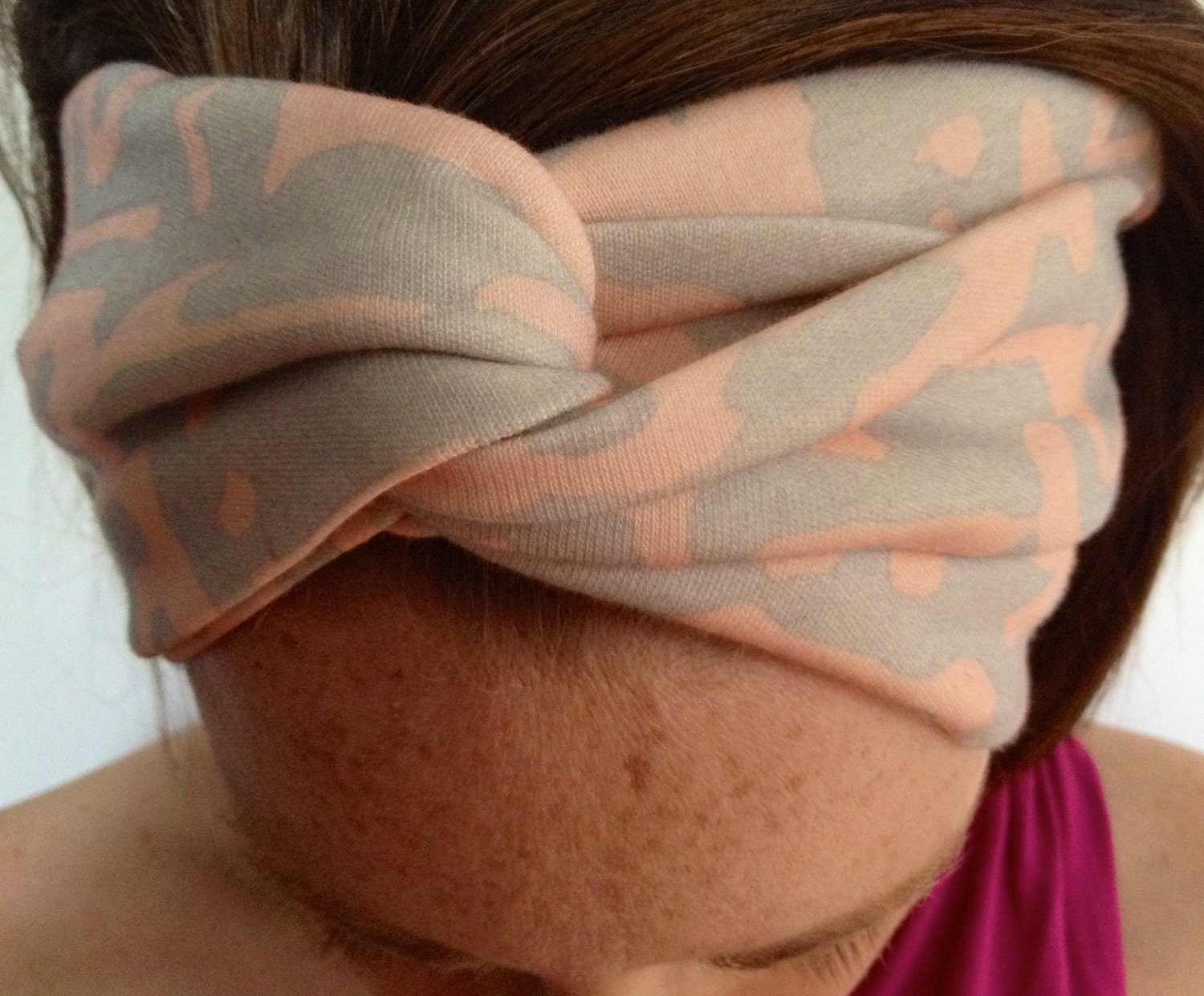 Pink ZigZag Turban Organic Cotton Knit Headband