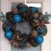 Turquoise/Brown Mesh Deco Wreath